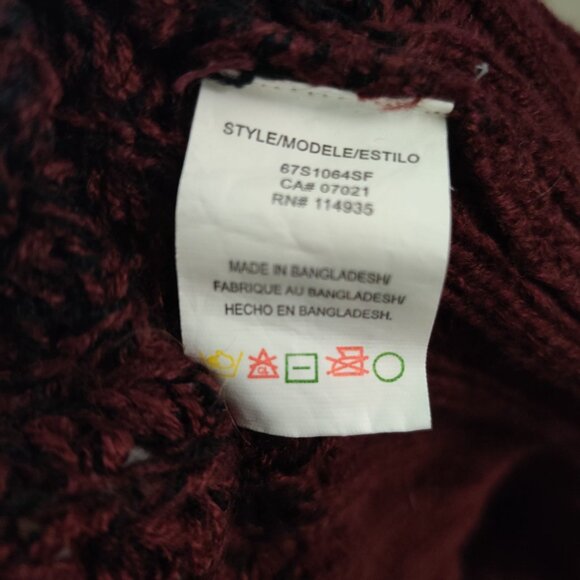 RD Style S Open Front Marled Burgundy Knit Cardigan Pockets Cozy Fall Layering - Picture 5 of 6